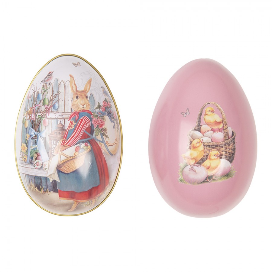 Uovo contenitore decorativo in metallo da appoggio - 2 varianti - 8x13x8 cm - Clayre e Eef